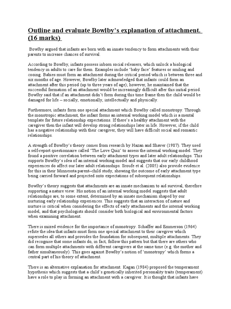 Evaluating Bowlby's Monotropic Theory | PDF | Attachment Theory ...