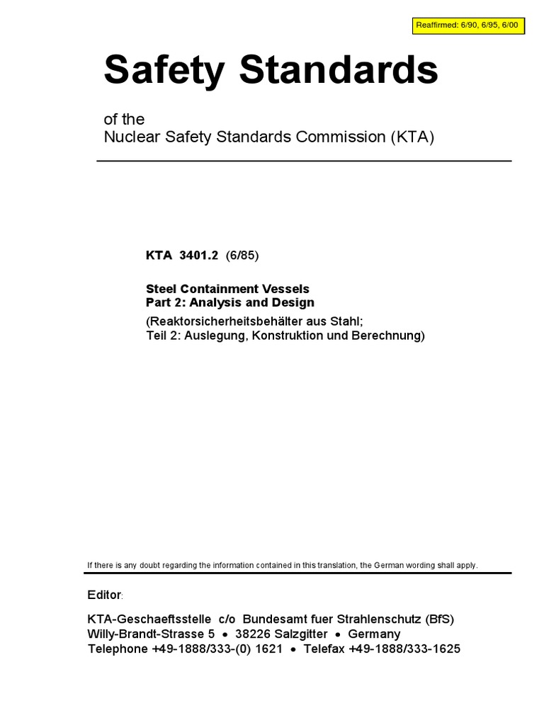 KTA 3401 - 2 - Engl - 1985 - 06 PDF | PDF | Bending | Stress (Mechanics)
