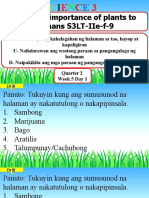 State The Importance of Plants To Humans S3Lt-Iie-F-9