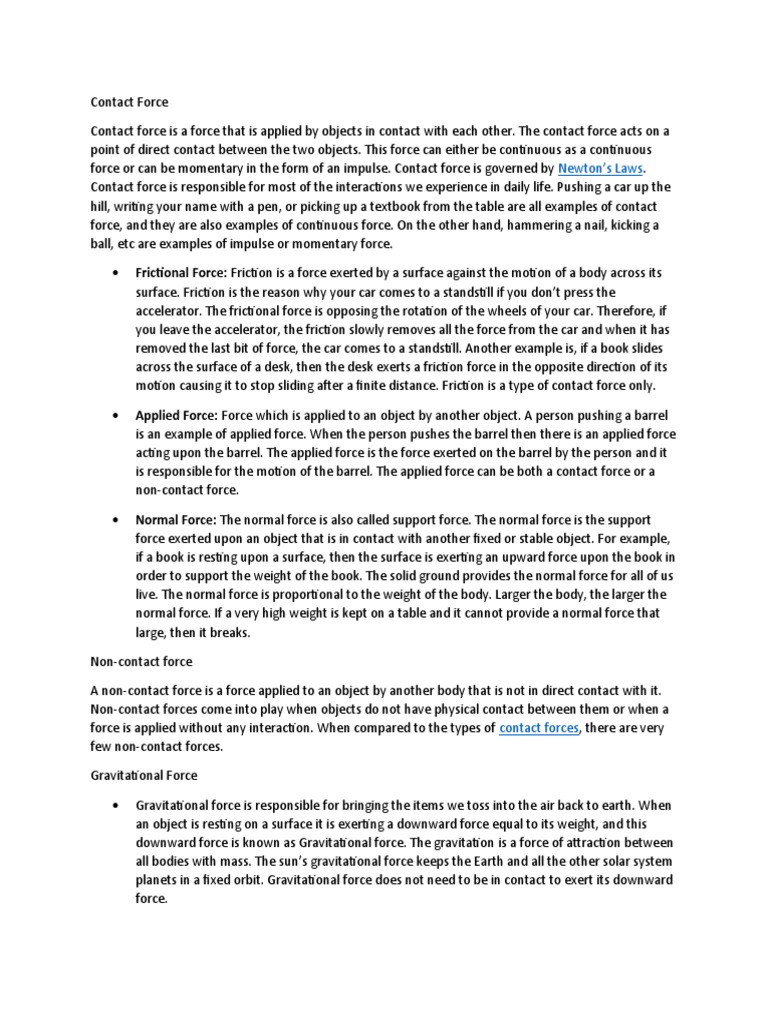 Contact force pdf force weight