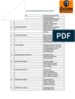 Lista de Recomendaciones Docentes Umss 2023 Accion PDF