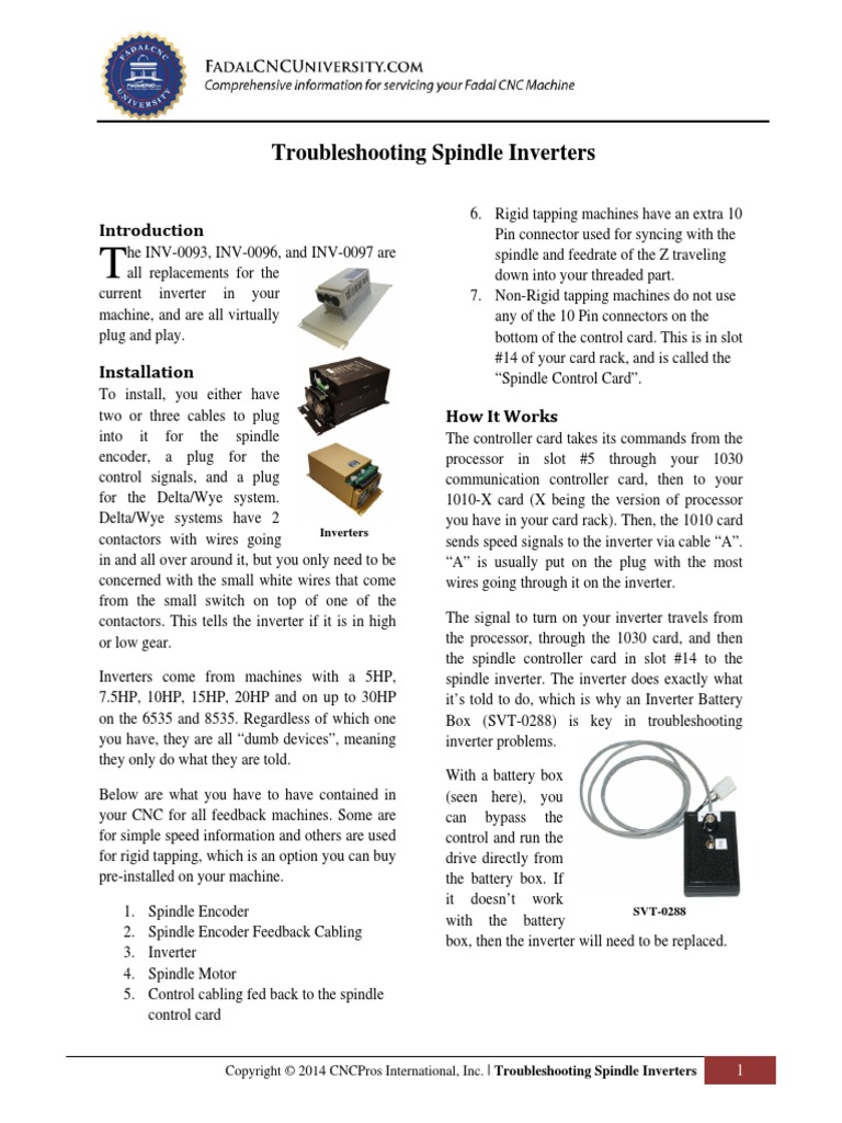 Troubleshooting Spindle Inverters PDF Electrical Connector