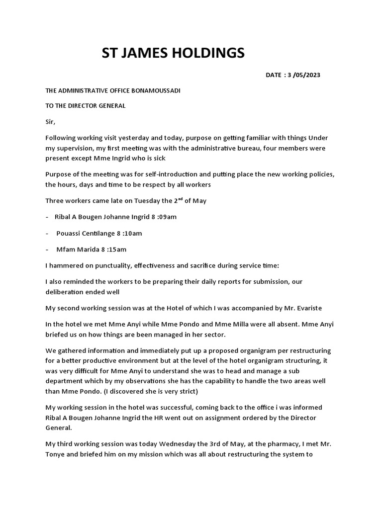 ST JAMES HOLDINGS Adm | PDF | Human Resource Management | Business