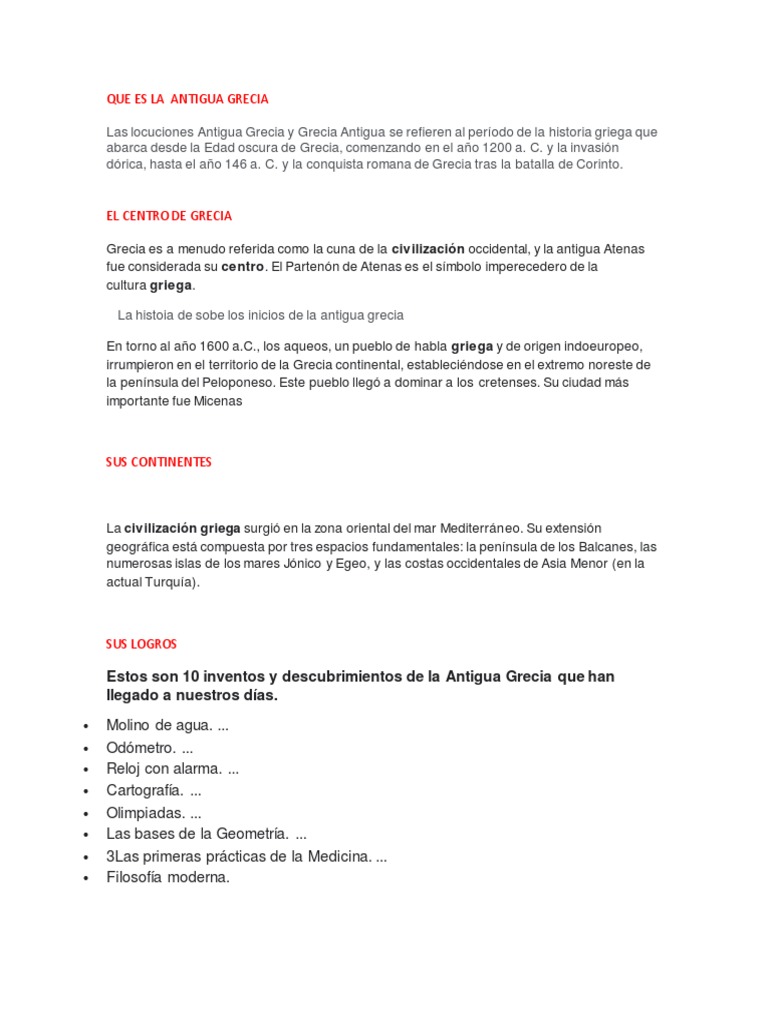 Resumen de la Antigua Grecia | PDF | Antigua Grecia | Grecia