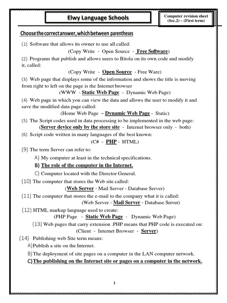 Sec2 Final Revision With Answer Pdf Pdf World Wide Web Internet Web