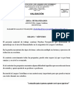 2 - Validación Lengua Castellana Grado 7 - 2021 - Lectura - Escritura