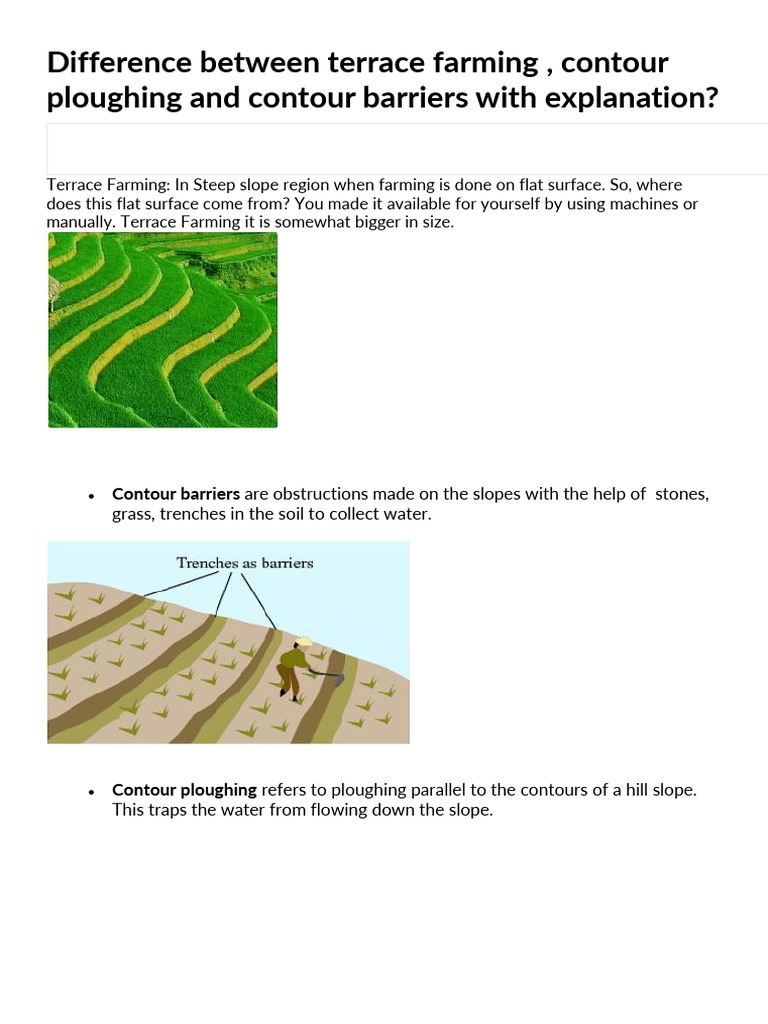 What Is The Difference Between Contour Ploughing And Terrace Farming