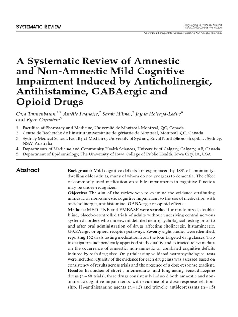 Amnestic vs Non-Amnestic Cognitive Impairment | PDF | Benzodiazepine ...