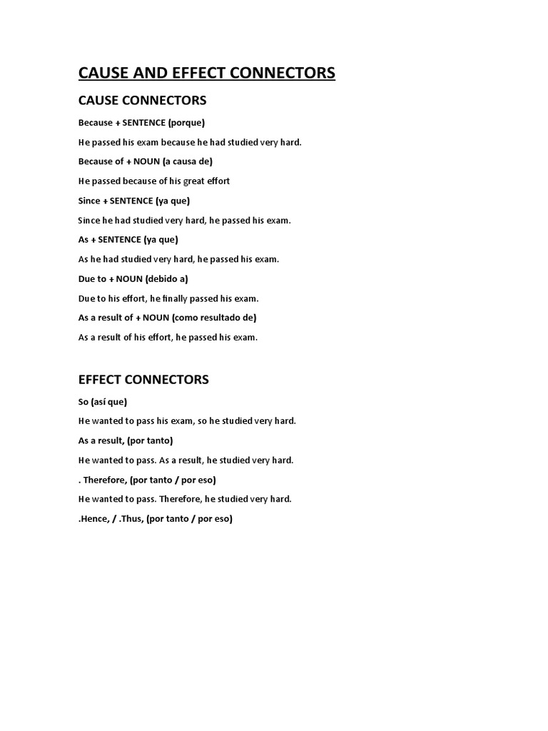 Cause and Effect Connectors PDF