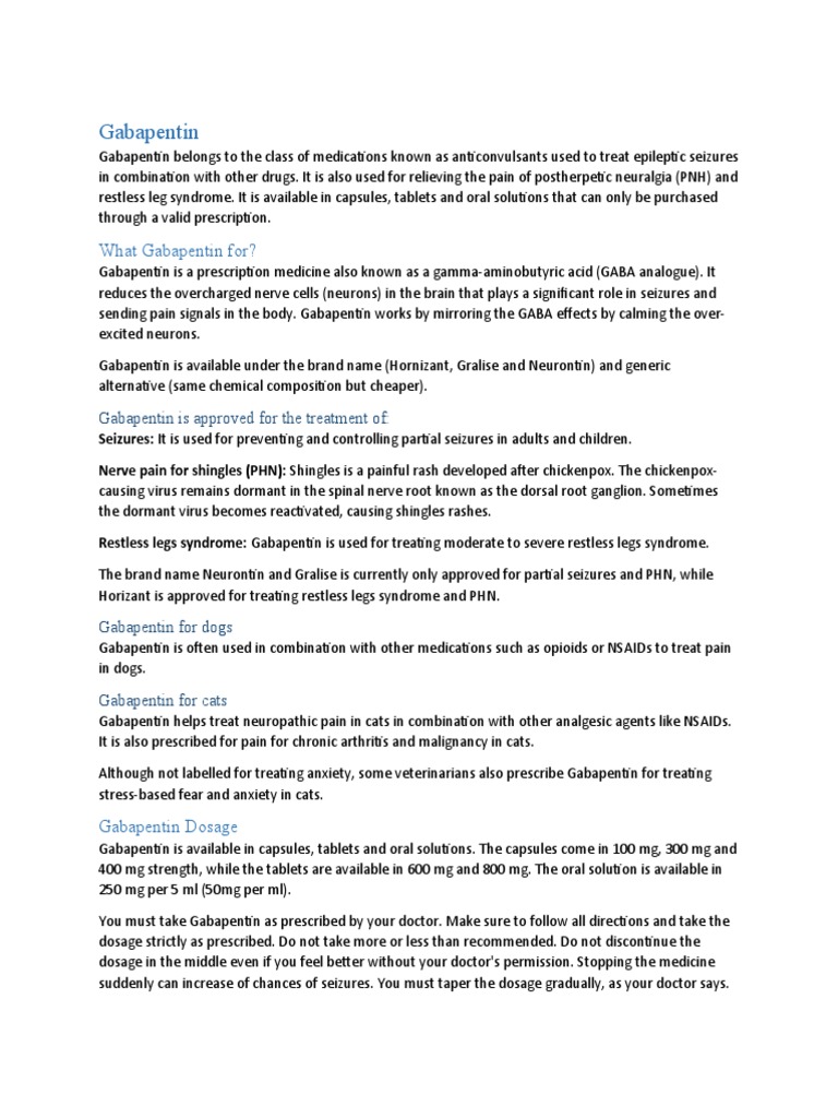 gabapentin signs and symptoms