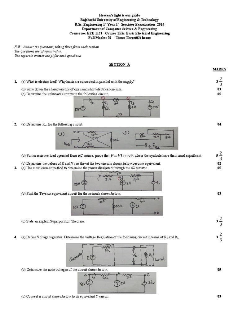 Analysis of Basic Electrical Engineering Exam Questions Focusing on