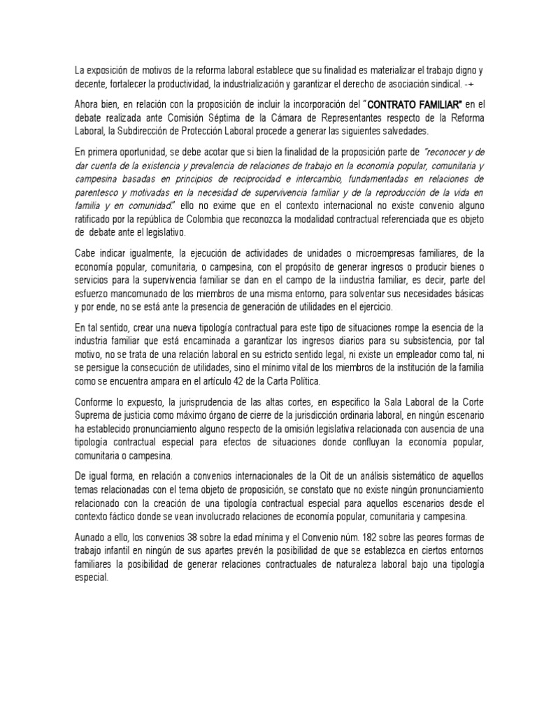 La exposici n de motivos de la reforma laboral establece que su