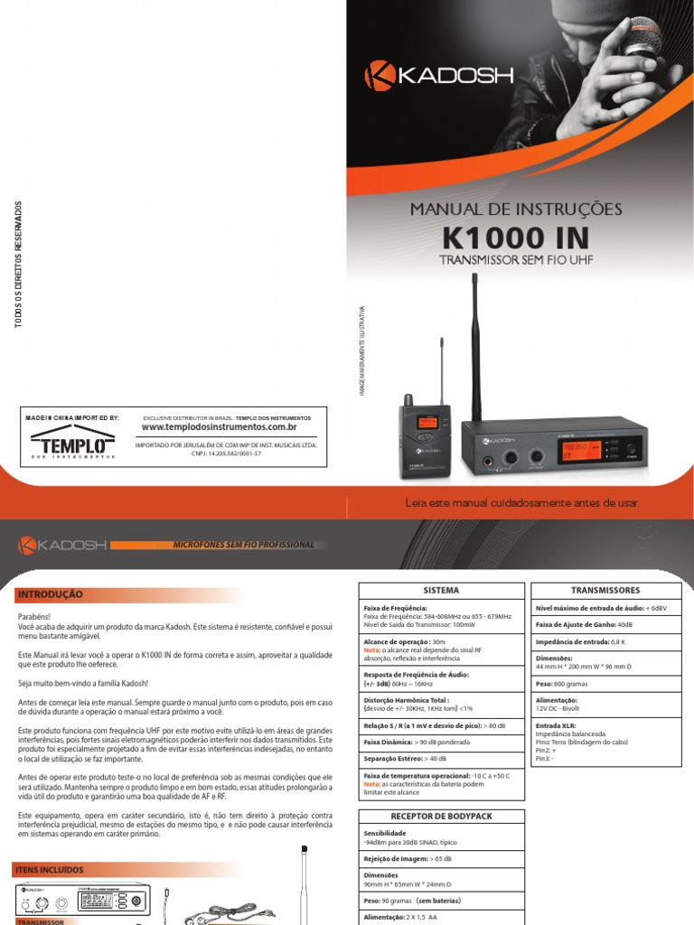Manual K 1000 in | PDF | Som | Sem fio