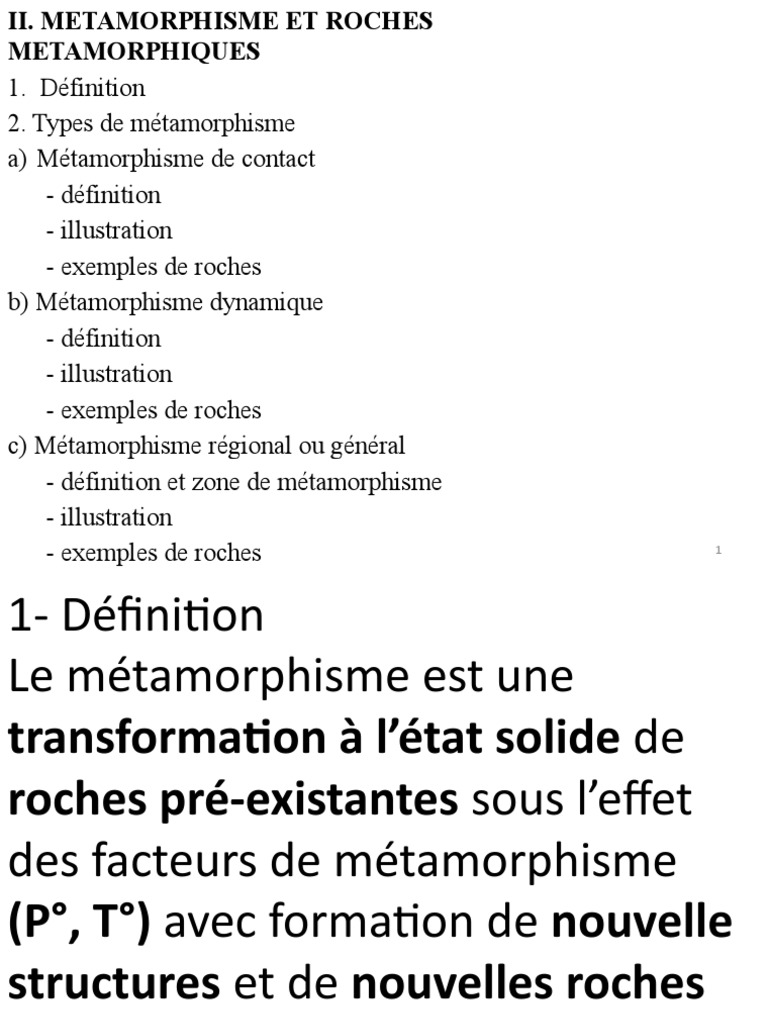 Types de métamorphisme et roches | PDF | Sciences de la terre | Minéralogie