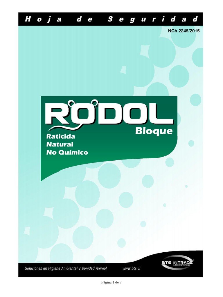 Rodol Bloque: Cebo Raticida 15% | PDF | Agua | Solubilidad