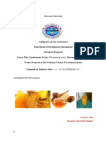 Hawassa University Project Proposal on Bee Keeping & Honey Processing Industry