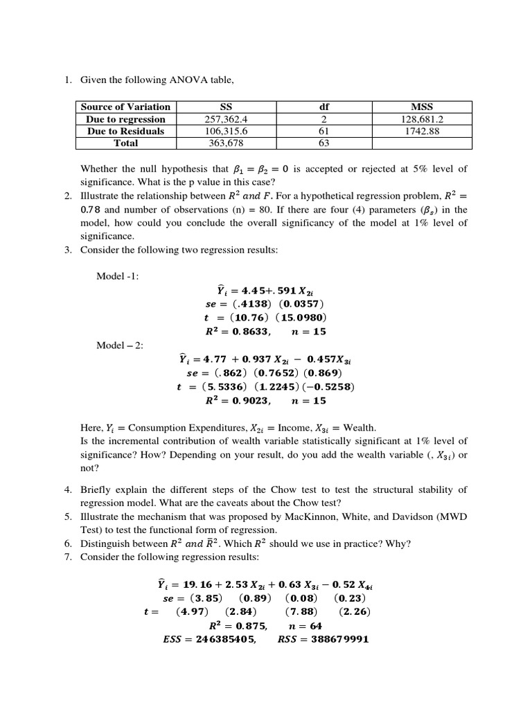 ANOVA and Regression Analysis Guide | PDF | Statistical Significance ...