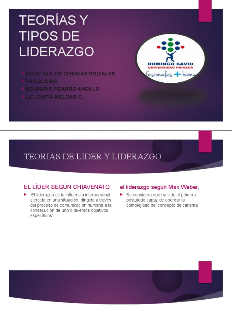 Teorías y Tipos de Liderazgo | PDF | Liderazgo | Ciencias del ...