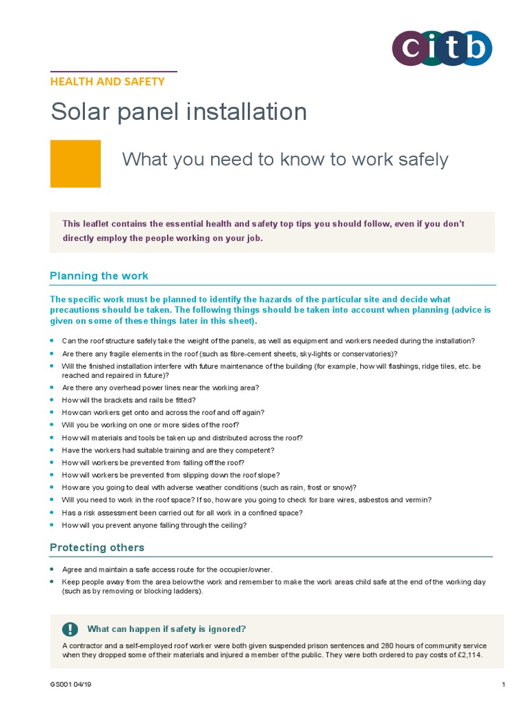 Solar Panel Installation - What You Need To Know To Work Safely | PDF ...