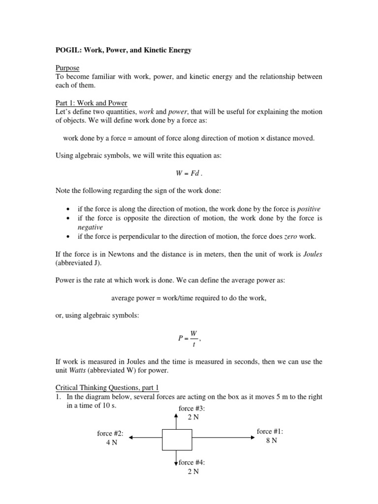 pogil-work-power-and-kinetic-energy-pdf-pdf-force-kinetic-energy