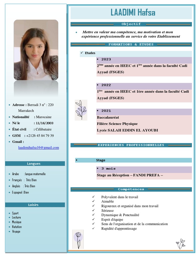 Profil de Hafsa Laadimi | PDF