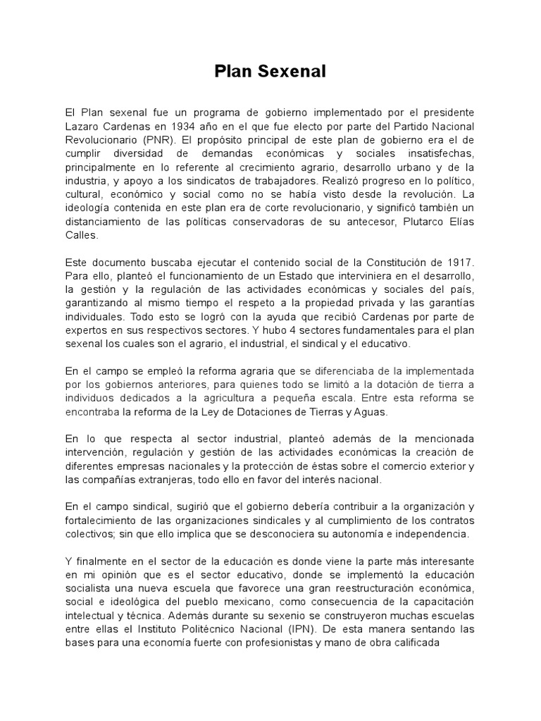 Plan Sexenal | PDF | Economias
