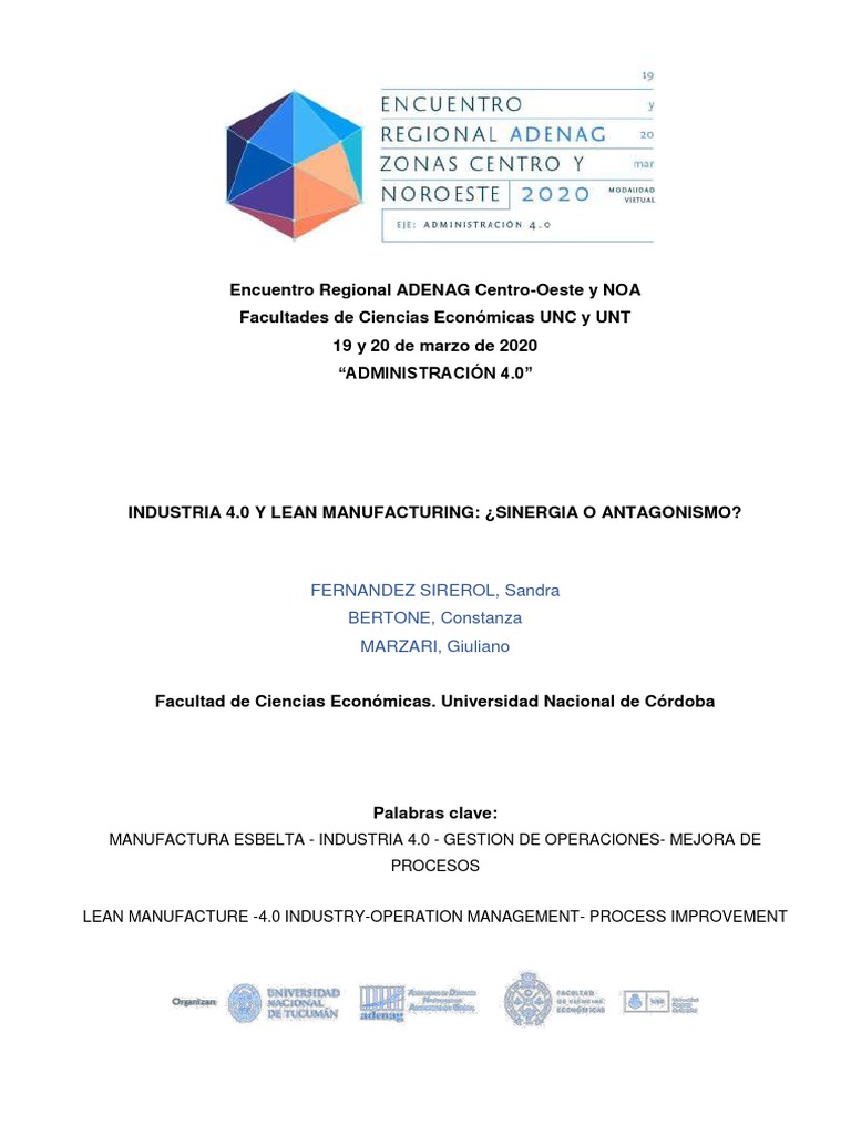 Industria 4.0 y Lean: ¿Sinergia o no? | PDF | Lean Manufacturing ...
