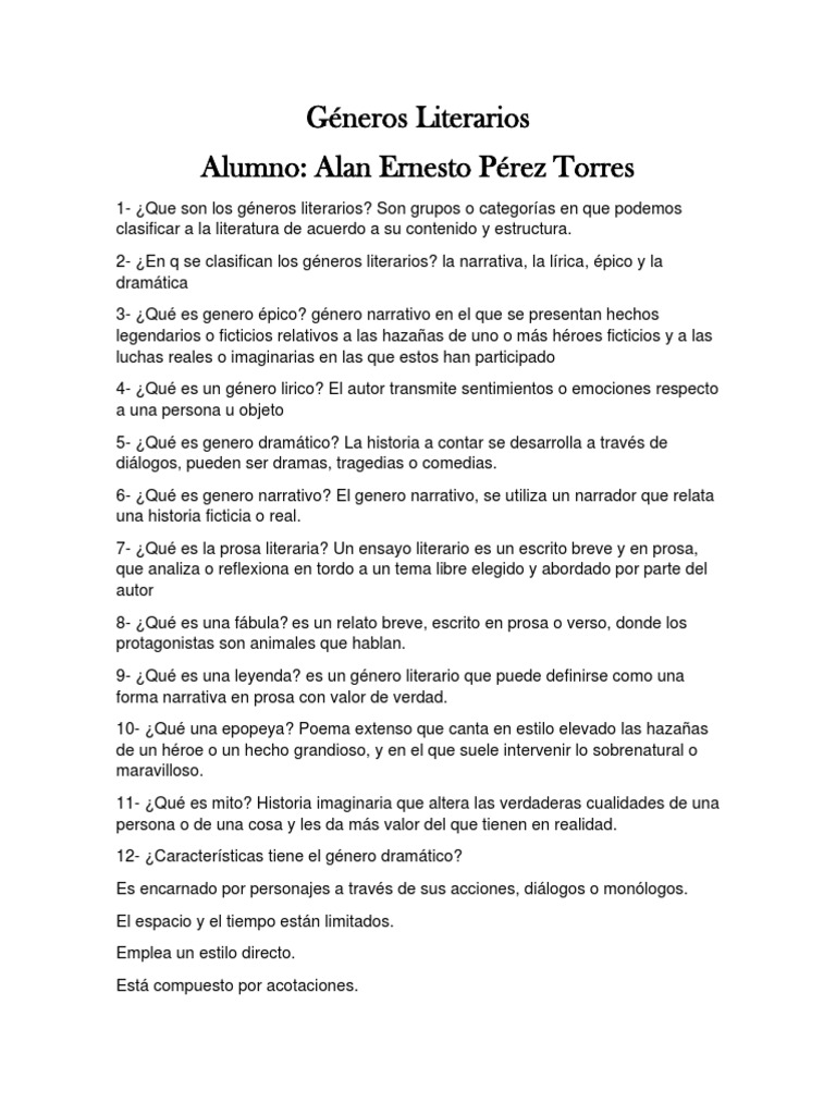 Géneros Literarios PDF Poesía Prosa