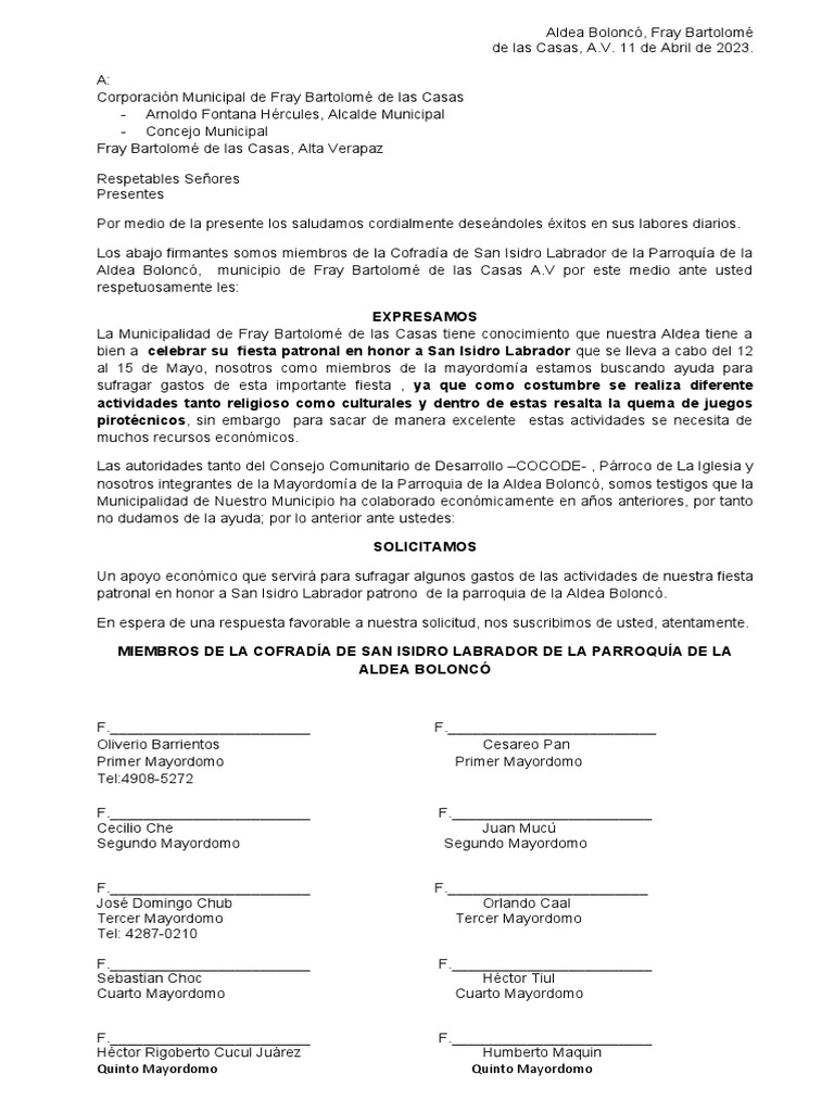 Solicitud Municipalidad Fiestas Patronales, Feria | PDF