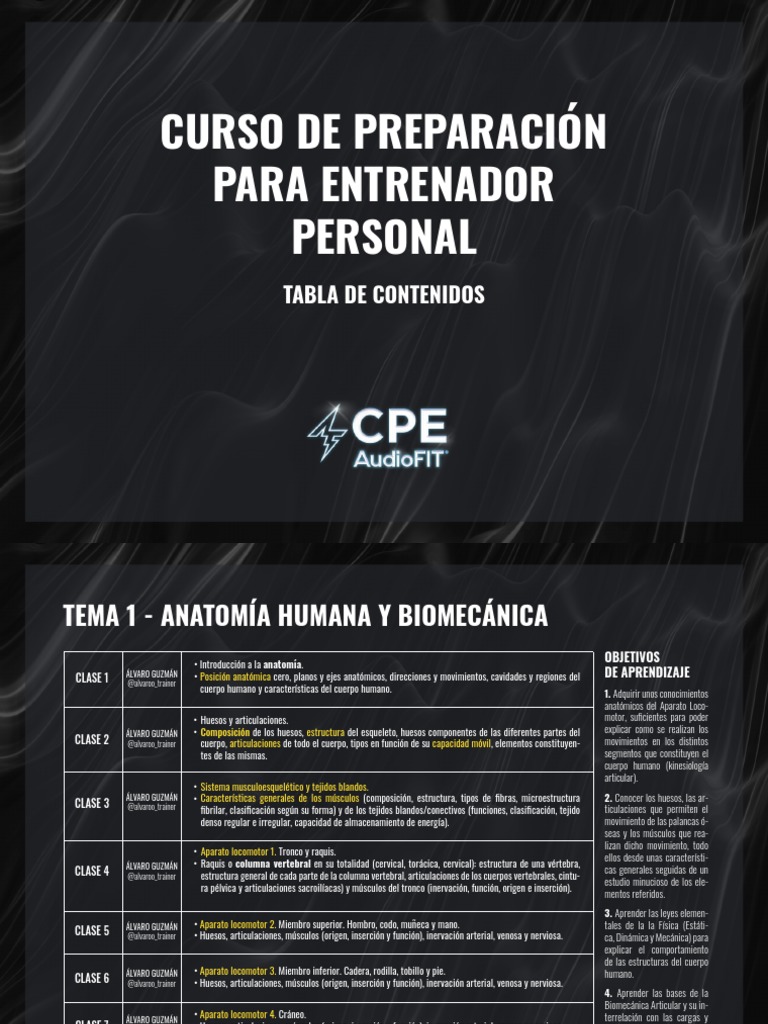 Curso de Preparación para Entrenador Personal, PDF