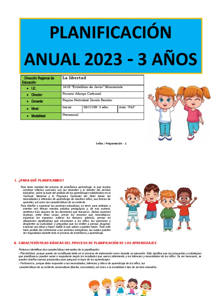 Planificación Anual 2023 - 3 Años | PDF | Aprendizaje | Las emociones