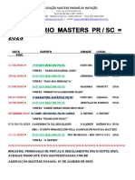 Calendário de eventos de natação Masters PR/SC 2023