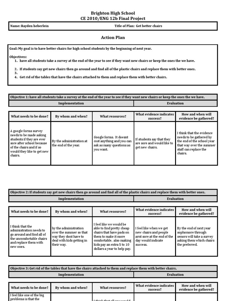 Copy of Action Plan Template Bhs 1 | PDF