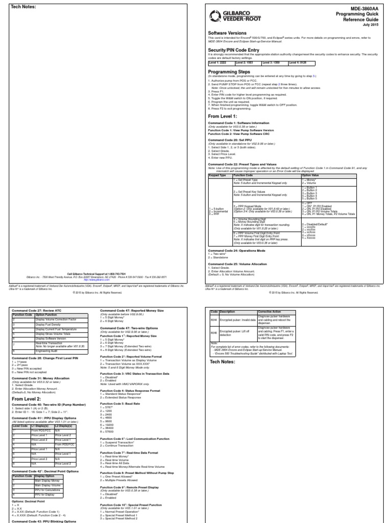 MDE-3860AA - Encore & Eclipse Prog. Quick Reference | PDF | Point Of ...