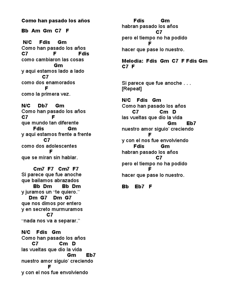 Como Han Pasado Los Años Acordes PDF