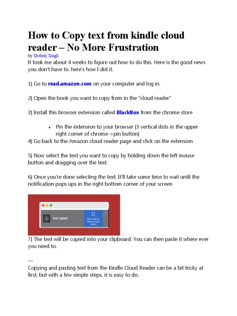 Copying Text from Kindle Cloud Reader | PDF | Computers