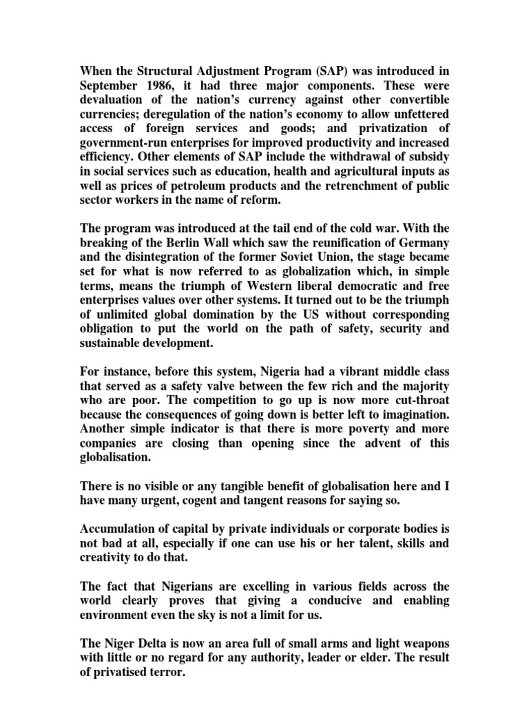 Structural Adjustment Program | PDF