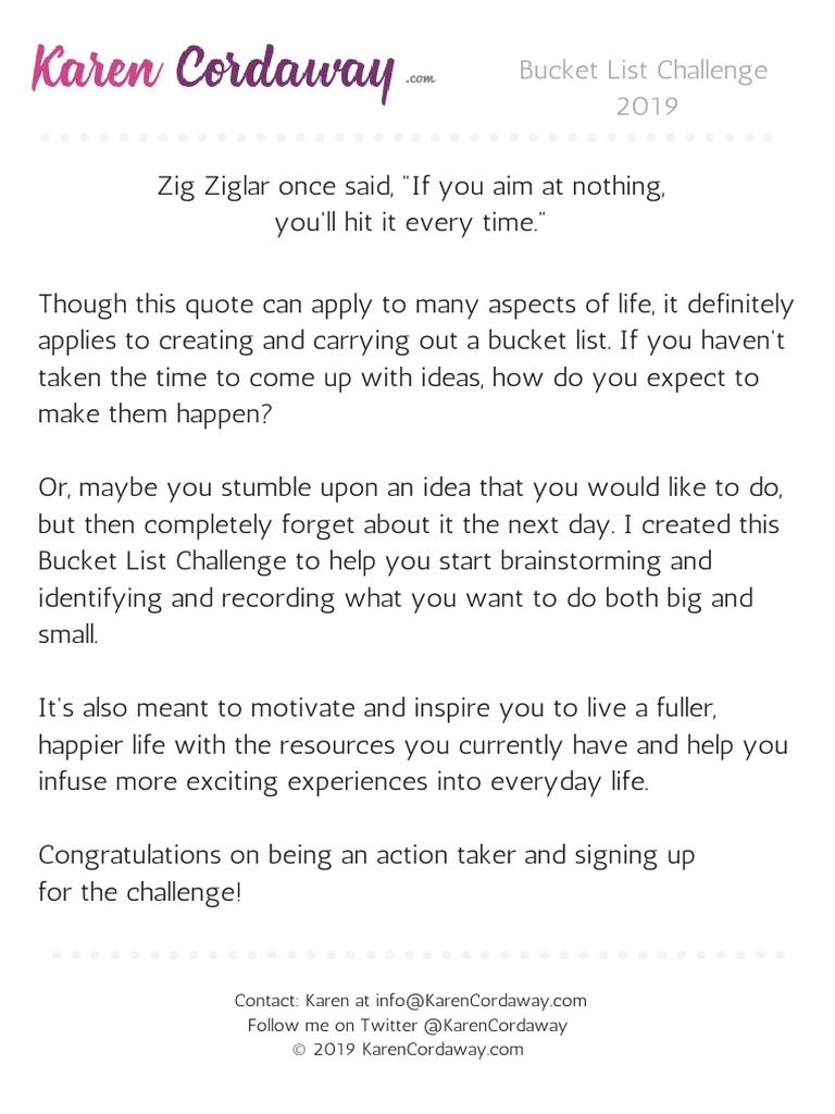 Bucket List Challenge PDF Communication