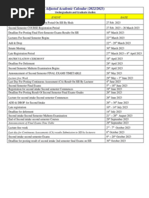 Adjusted Academic Calendar 2023 | PDF | Academic Term | Academia