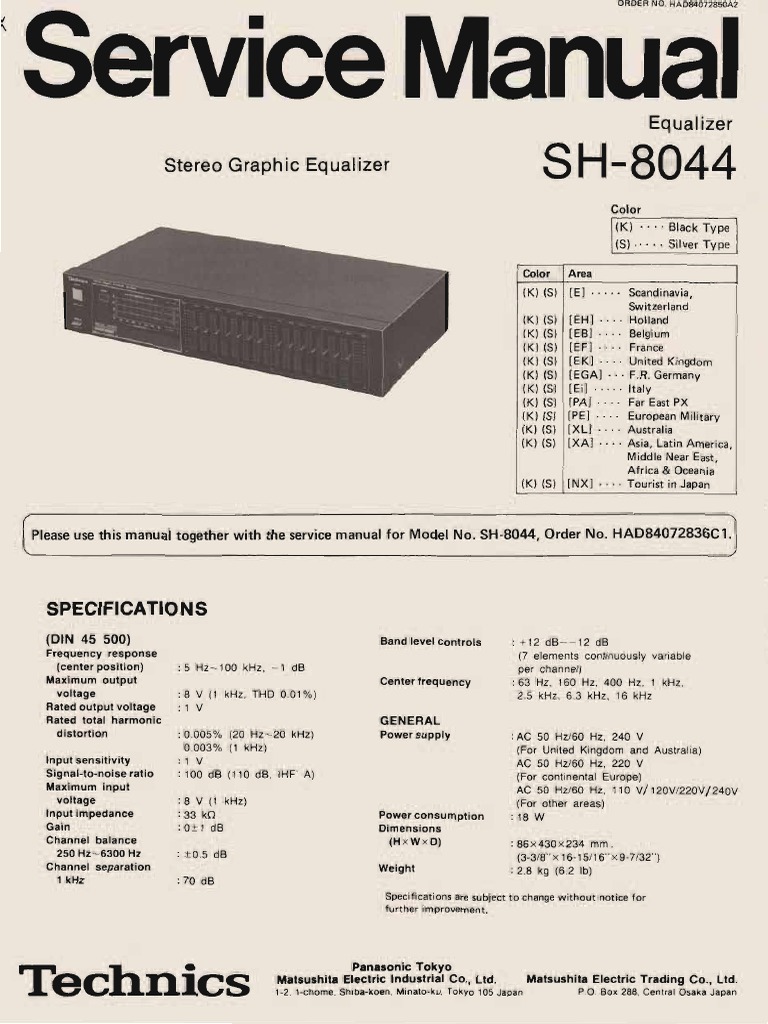 Technics SH 8044 Service Manual | PDF