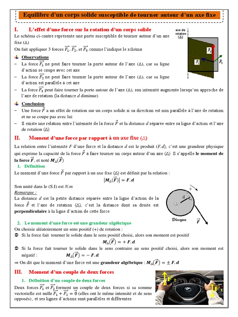 Moment de force et équilibre rotatif | PDF | Moment d'une force | Rotation