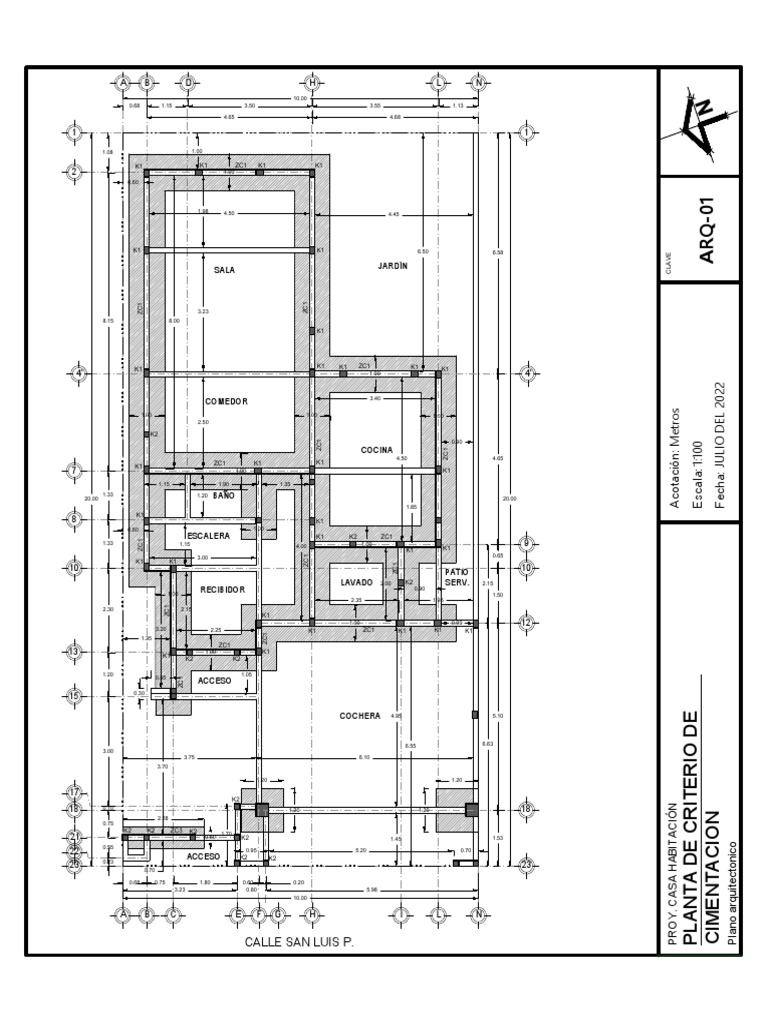Arq-01 Planta Criterio de Cimentación | PDF