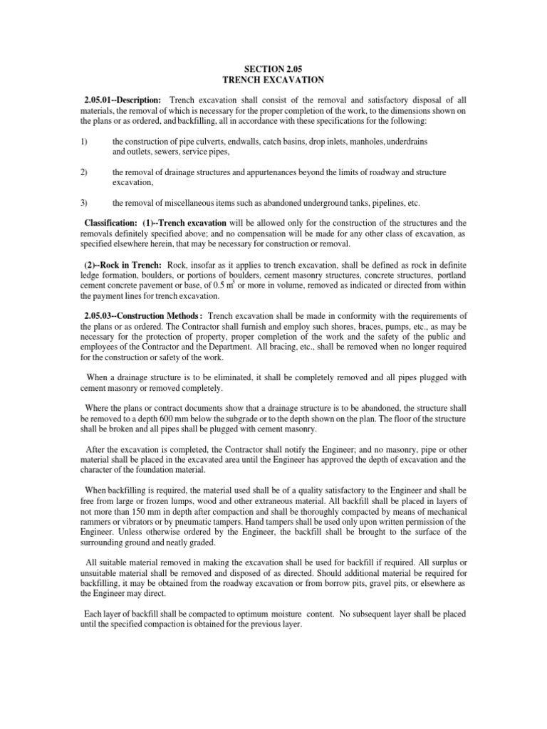 SECTION 2.05 Trench Excavation | PDF