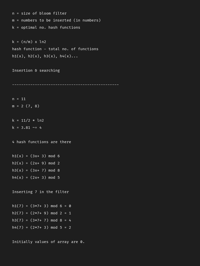 Bloom FIlter and Hash Function Numericals PDF Mathematical Logic Computer Science