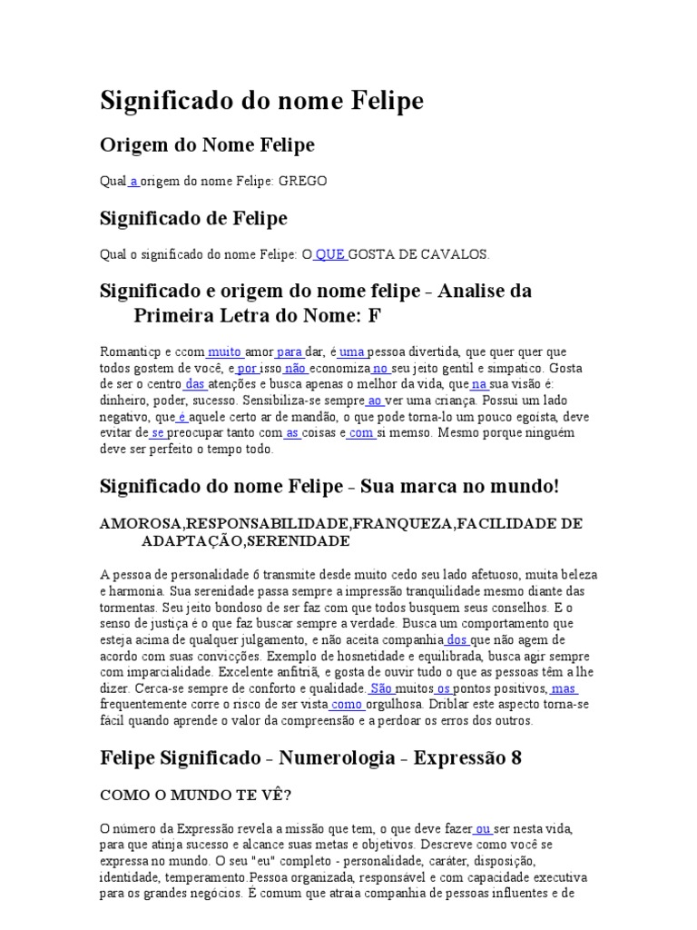 Significado e Origem do Nome Felipe | PDF | Amor | Justiça