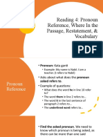 UT4 - Pronoun Reference, Where in The Passage, Restatement, Vocabulary