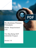 The Big Bang SAP S/4HANA Project Requirement List