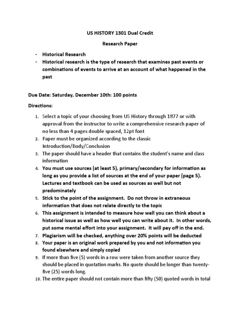 US History 1301 Research Paper Guide | PDF | American Civil War ...