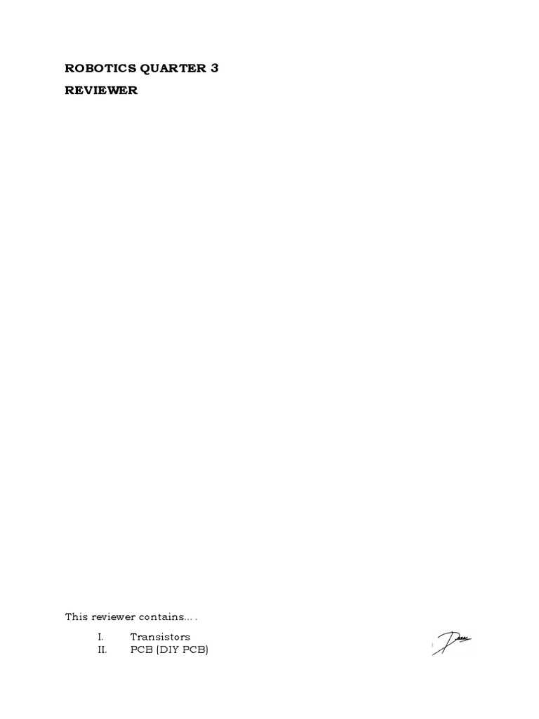 Robotics Q3: Transistors & DIY PCB Guide | PDF