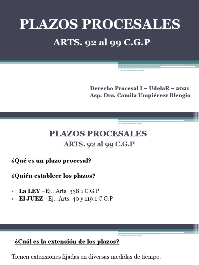 Plazos Procesales según C.G.P. | PDF | Apelación | Demanda judicial